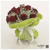 Birthday bouquet with red roses "Explorer" and white gypsophila