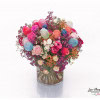 Large birthday bouquet with various roses, santini, anemone, chamomile, gerbera, wax flowers, carnations,