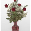 Long stemmed bouquet with red roses, gypsophila and eucalyptus