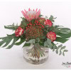 Bouquet with King Protea, Roses Apple Jack, French Hydrangeas, Eucalyptus and Rose Hips