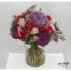 Bouquet with hydrangeas, roses, celosia and statice.