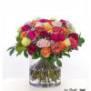 Unique bouquet with colorful Ecuador roses and gypsophila