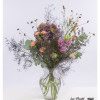 Airy bouquet with carnations, hydrangea, wildflowers, eucalyptus, lisianthus and sea lavender