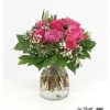 Bouquet with pink roses, gypsophila and eucalyptus