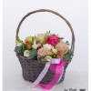 Romantic flower basket with roses in pink, cream and pink - lovingly put together with fragrant eucalyptus and delicate bows. Perfect as an anniversary gift, birthday gift or just to say “I’m thinking of you” from the heart.