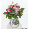 Elegant floral bouquet with roses, eustoma, carnations, perfect for weddings, birthdays and special occasions, designed by Liza-Florist.