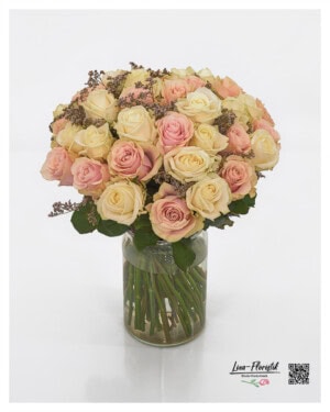 Bouquet with forty long-stemmed roses