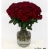 Elegant bouquet with 70 red roses, densely and lavishly arranged